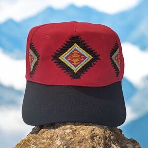 Red and Black Geometric Pattern Cap